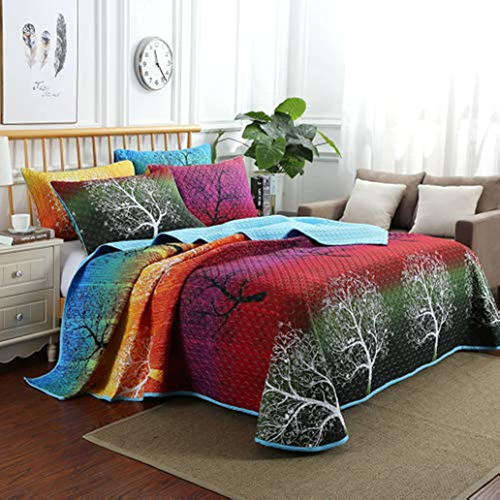 Swanson Beddings Rainbow Tree Colcha Juego De Edredón: Edred 1