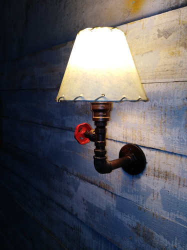 Lámpara Aplique Válvula Caño Con Pantalla Rústica 0