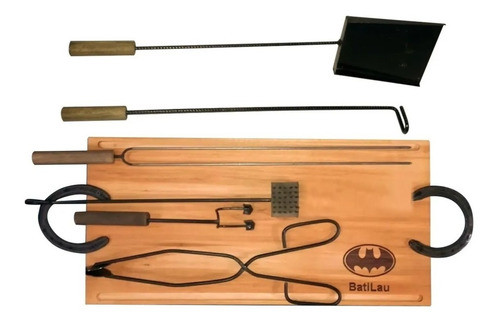 Juego Asador Kit Asado Tabla Personalizada Logo Set Parrilla 0
