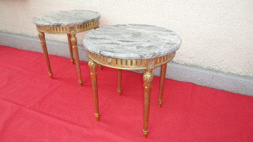 Mesa Francesa Antigua Luis Xvi Circular Con Marmol Veala 1