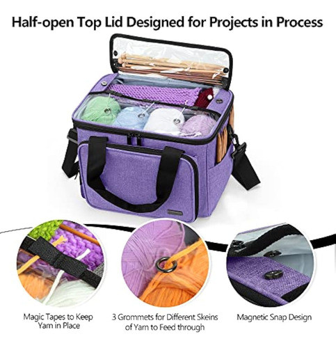 Teamoy Bolsa De Ganchillo, Bolsa De Tejer Con 1