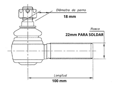 Extremo Direccion Tractor Deutz P/soldar Perno 18 Rosca 22 1