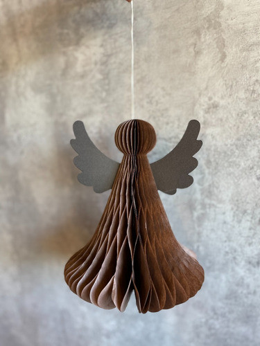 Set X 2 Adorno Angel De Papel 20cm Decoración Navidad 1