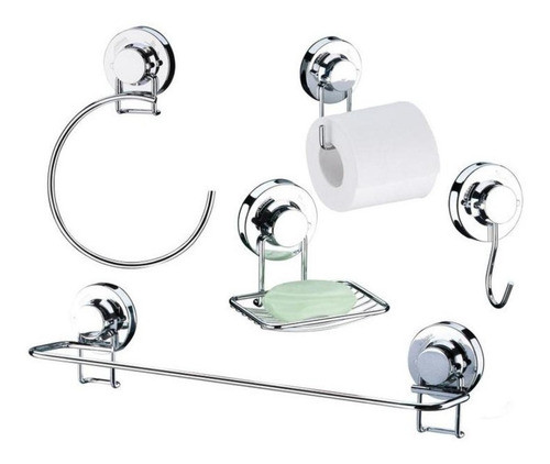 Set De Baño Juego De Baño 5 Pcs Con Ventosa Inox Future 0