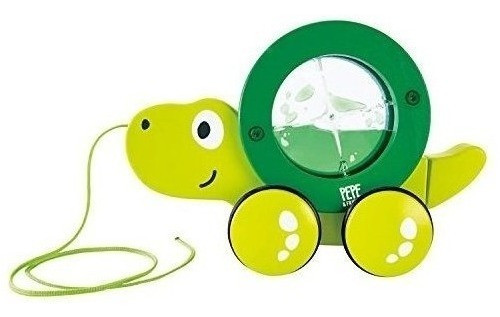 Hape Walkalong De Madera Tirar Juguete Tortuga Verde 0