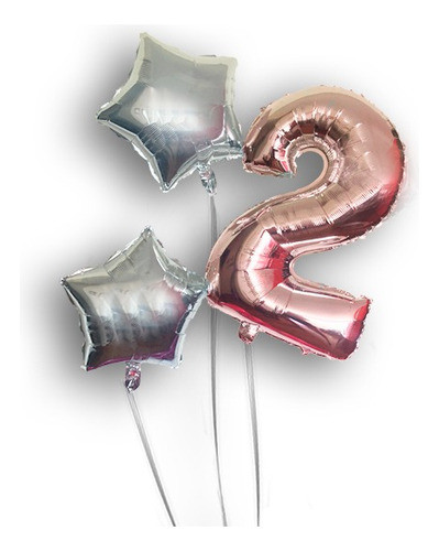 Ramo De 1 Globo Numero Y 2 Con Forma Inflados Con Helio 0