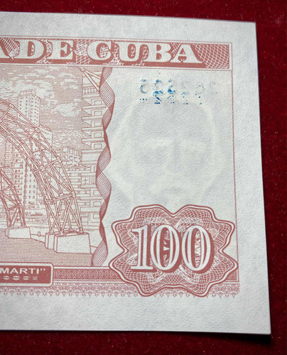 Billete 100 Pesos Cuba 2023 Pick 129 Error Retinte Míralo 0