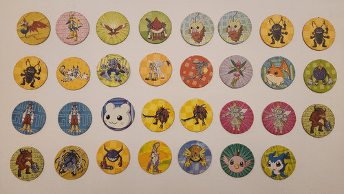 Lote 31 Tazos Caps Digimon Animé Cartón Varios Modelos 2001 0