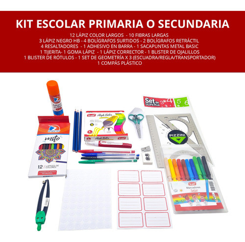 Set Útiles Escolares Primaria Secundaria Kit 1