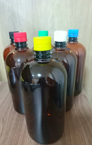 Botella Pet Ambar De 1000ml (1 Lt) Con Tapa Y Precinto X100 1