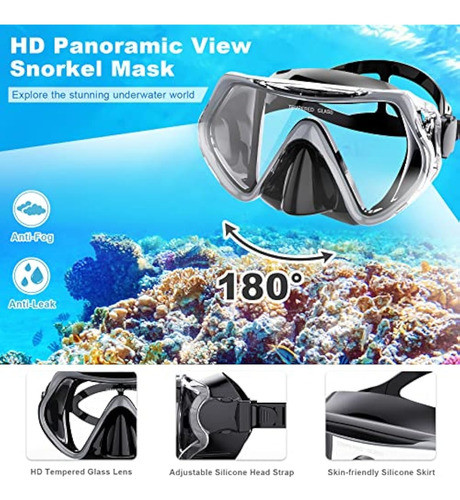 Wondsy Mask Fin Snorkel Set, Snorkeling Gear For 1