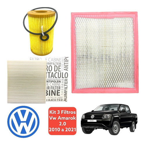 Kit 3 Filtros Volkswagen Amarok 2.0 Td Tdi 2010 A 2021 0