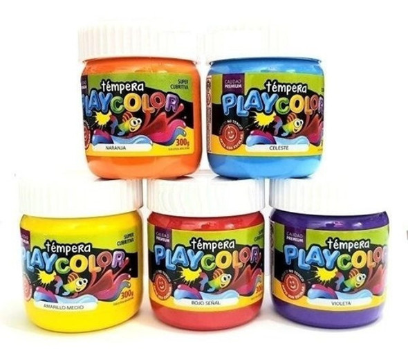 Tempera Escolar Playcolor 300 Grs. Color  Celeste 0
