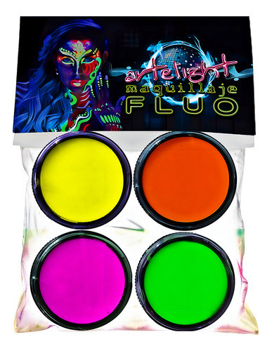 Maquillaje Artistico Multicolor Fluo X4u - Cotillón Waf 0
