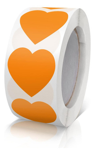 Etiquetas Autoadhesivas Rollo 500pcs. De Corazones - Naranja 0