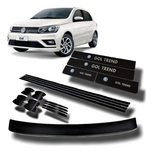 Cubre Zocalos Baul Uñeros  Puertas Vw Gol Trend Carbono 0