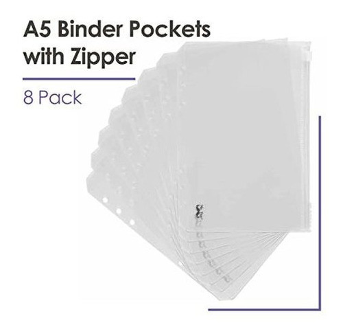 Folios A5  6 Agujeros Con Cierre  X 8u Transparentes 1