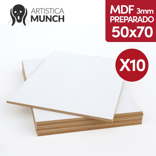 Mdf 3mm Preparado 50x70 Cm Blanco Acrilico Oleo X 10 1
