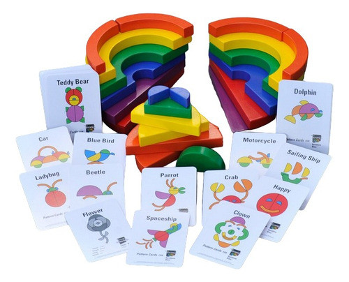 Set De Tangram Arcoiris Con Cartas Didácticas Para Niños 0