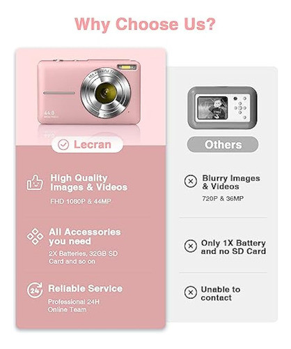 Cámara Digital, Fhd 1080p Para Niños Con Tarjeta 1