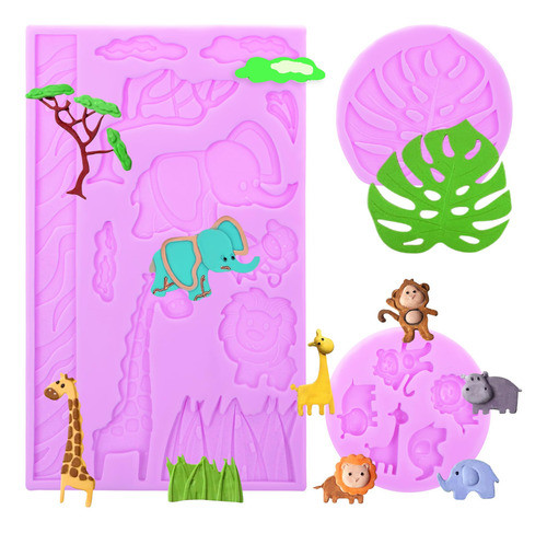 Moldes De Silicona Para Fondant Con Forma De Elefante, Jiraf 0