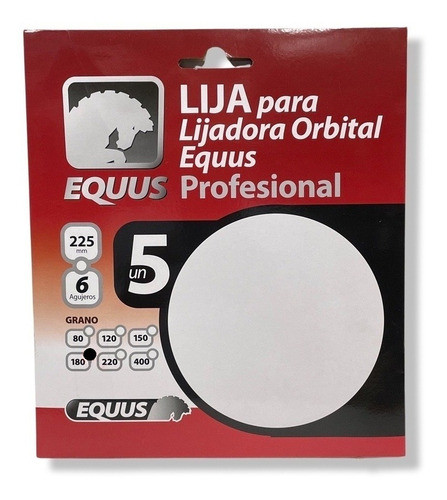Pack 5 Lijas #180 Lijadora Equus Mango Corto 900w 1