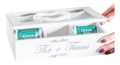 Caja De Té Madera 6 Divisiones Corazon De 24x17x7,5cm 0