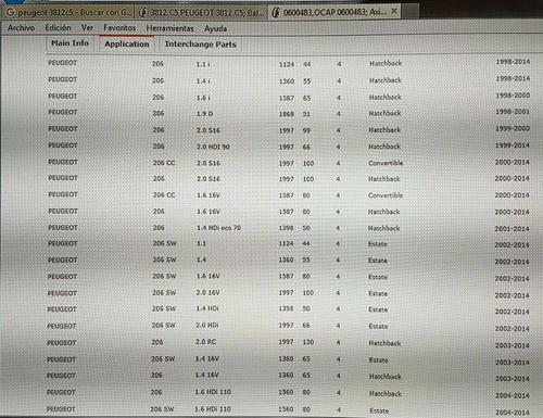 Salida Cremallera(mate) Peugeot 206 Nueva Italiana Ver Foto2 0