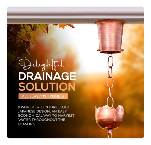 Cadena De Lluvia  Cobre Puro  Por Dorado 6 Pies De Largo Lis 1