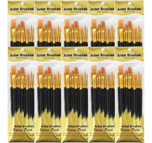 10 Pack 100 Pcs Conjunto De Pinceles De Pintura, Pinceles De 0
