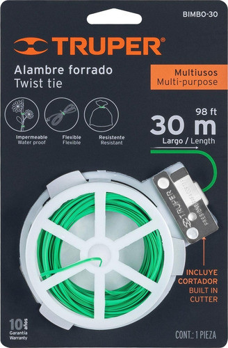 Alambre Acero Forrado Plástico Verde P/ Atar Sujetar Plantas 1