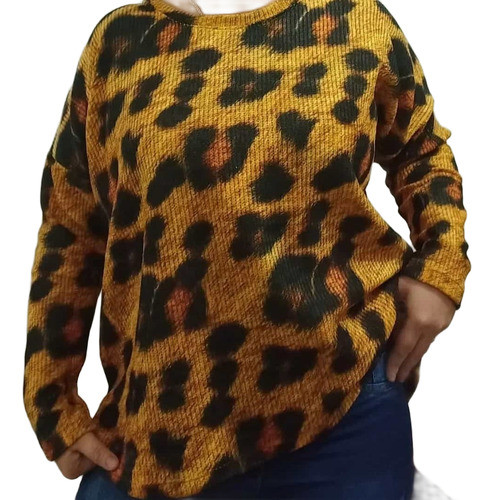 Sweater Chenille Oversize Animal Print Leopardo 0