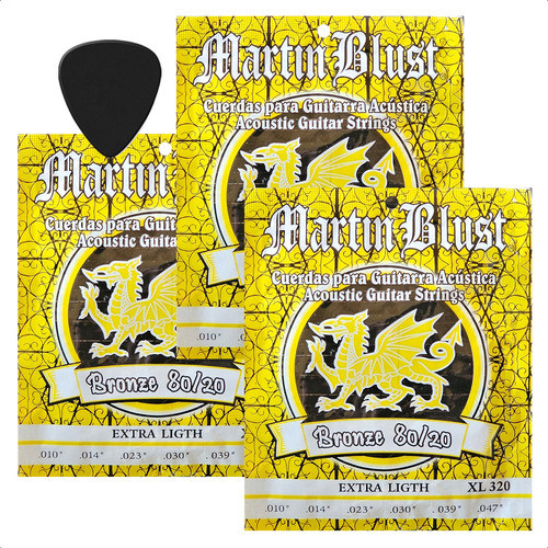 3 X Cuerdas Encordado Acustica Martin Blust Xl320 010 Bronze 0