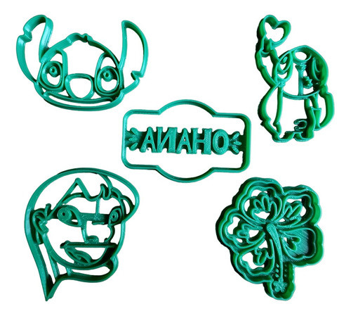 Cortantes Para Galletitas Porcelana Fria De Lilo Y Stitch X5 0