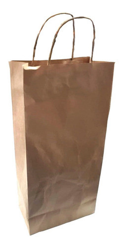 Bolsa De Papel Madera Con Manija 2 Botellas 20x41x10 10uni. 0