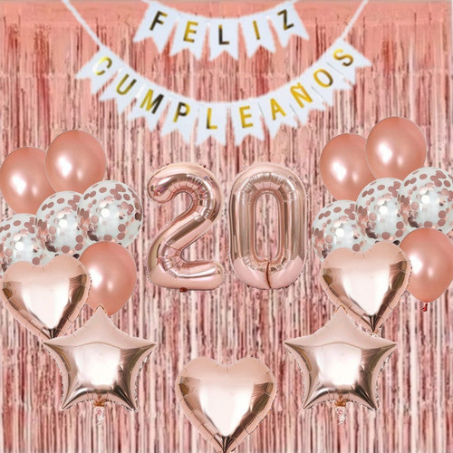 Combo Deco Globos Feliz Cumple+2cortina+numeros 70cm 0