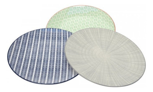 Set X 6 Plato Playo De Porcelana Diseños Surtidos 26 Cm 0