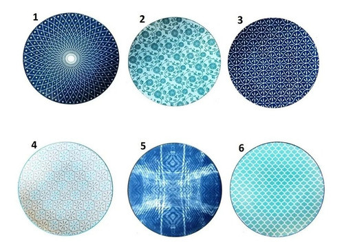 Set X 6 Plato Playo De Porcelana Diseños Surtidos 26 Cm 1