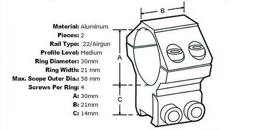 Anillas Fusil De 30mm Medio Utg Leapers Rgpm-30ma Riel 11 Mm 1