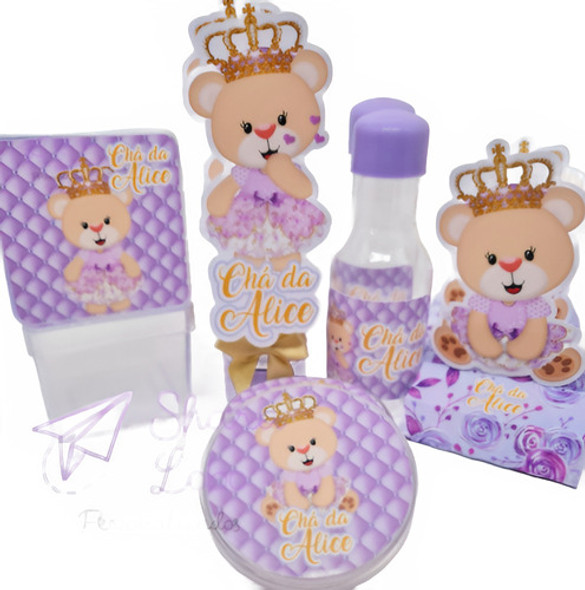 Kit Festa Ursinha Princesa Lilás - 50 Peças 0