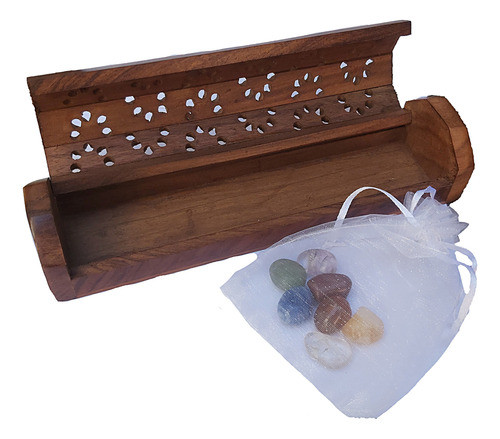 Set Piedras 7 Chakras Con Caja De Madera Mundo Hindú 0