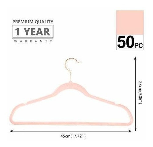 50 Perchas De Terciopelo Premium Mizgi (rosa Y Rose Gold) 1