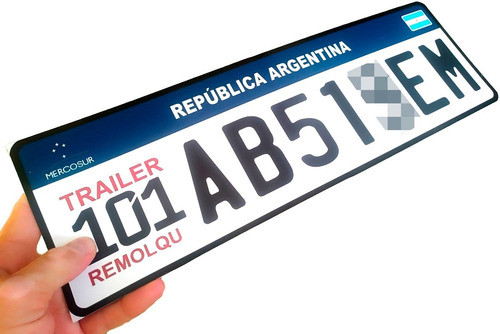 Patente Carro Trailers Batan Remolque En Pvc Mercosur 13x40 0