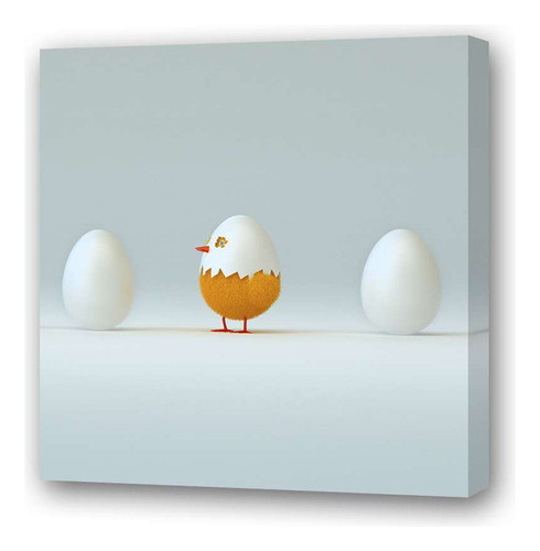 Cuadro 20x20cm Aves Fila De Huevos Pollito Que Ya Nacio 0