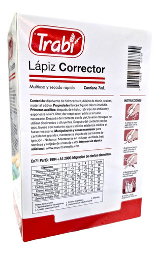 Corrector Trabi Lapiz Liquid X 7 Ml Caja X 12 Unid 1