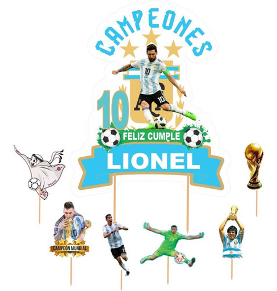 Adorno Torta Cake Topper Messi Campeon Argentina Qatar 1 Adorno Torta Cake Topper Messi Campeon Argentina Qatar 1