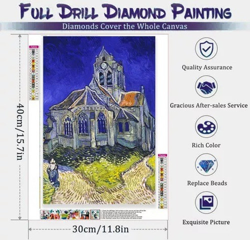 5d Pintura X Diamantes Lienzo Artistico La Iglesia De Auvers 1