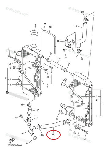 Manguera N°4 Radiador Yamaha Wr 450f 07-11 Orig 5tj-12579-e0 1