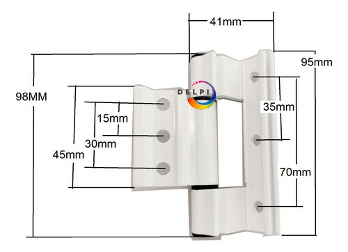 Bisagras H62 Para Puerta De Aluminio Modena Blanca 10  Unid 1