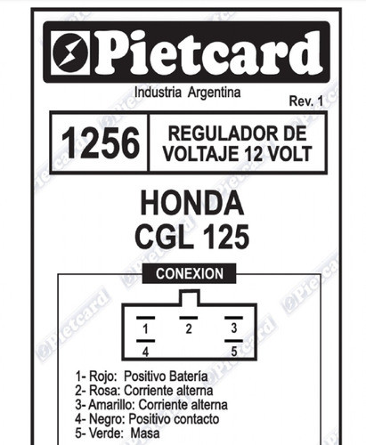 Regulador Rectificador 12v Honda Cgl125 Pietcard 1